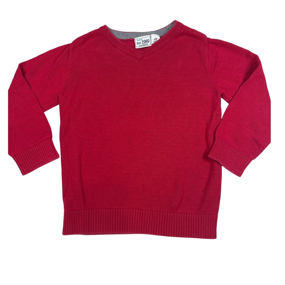 The‎ Children's Place Boys Red V-Neck Knit Sweater 100% Cotton Size 4T